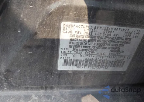 2016 Nissan Sentra Sr from USA, damaged, VIN 3N1AB7AP4GY339012